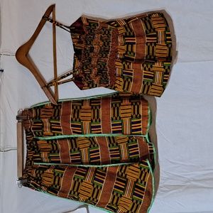 Multicoloured skirt and top set